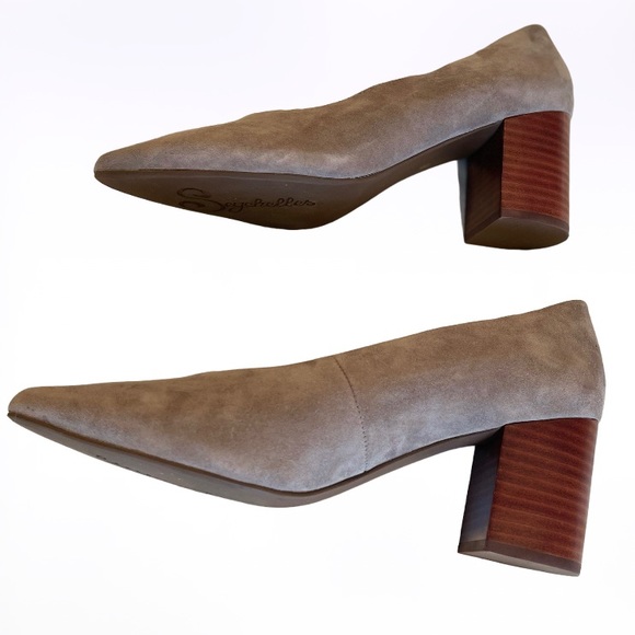 Gray Suede Seychelles Block Heels Sz 8 - Picture 3 of 4